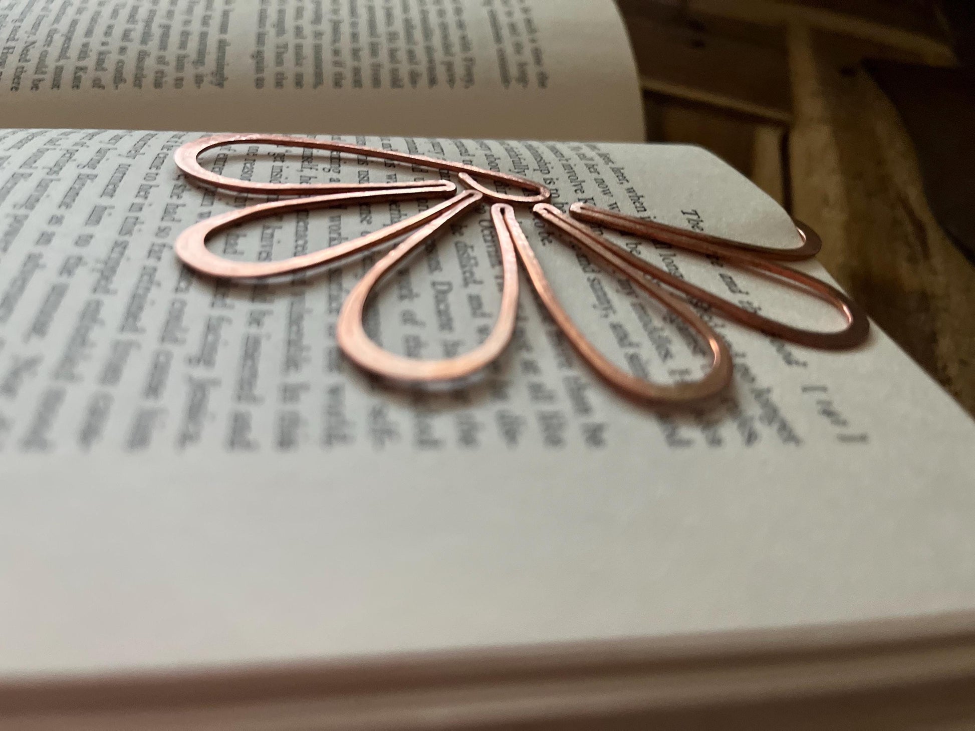 Copper Half Flower Handmade Bookmark: Reading Stationary Book Lover Gift