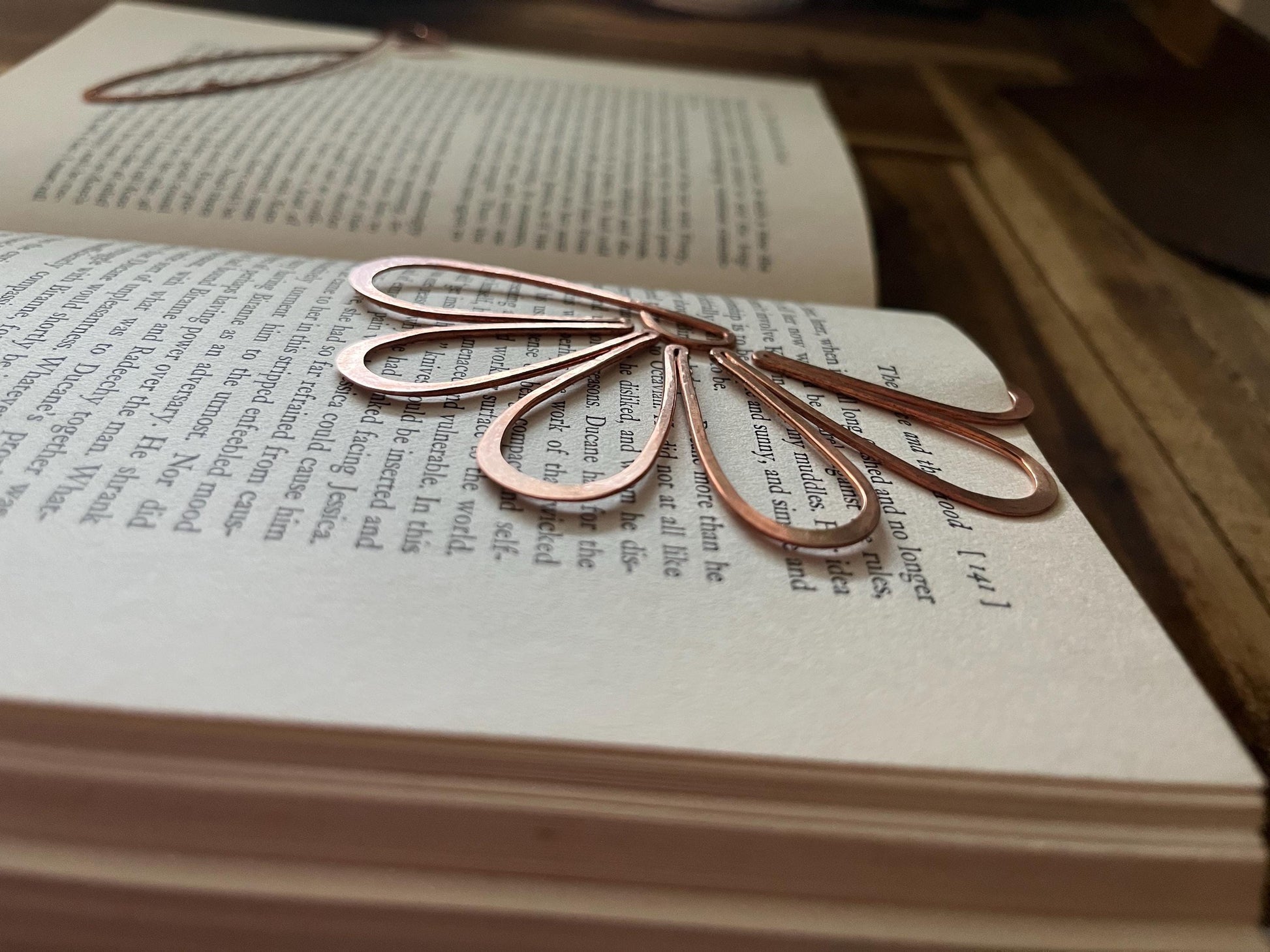 Copper Half Flower Handmade Bookmark: Reading Stationary Book Lover Gift