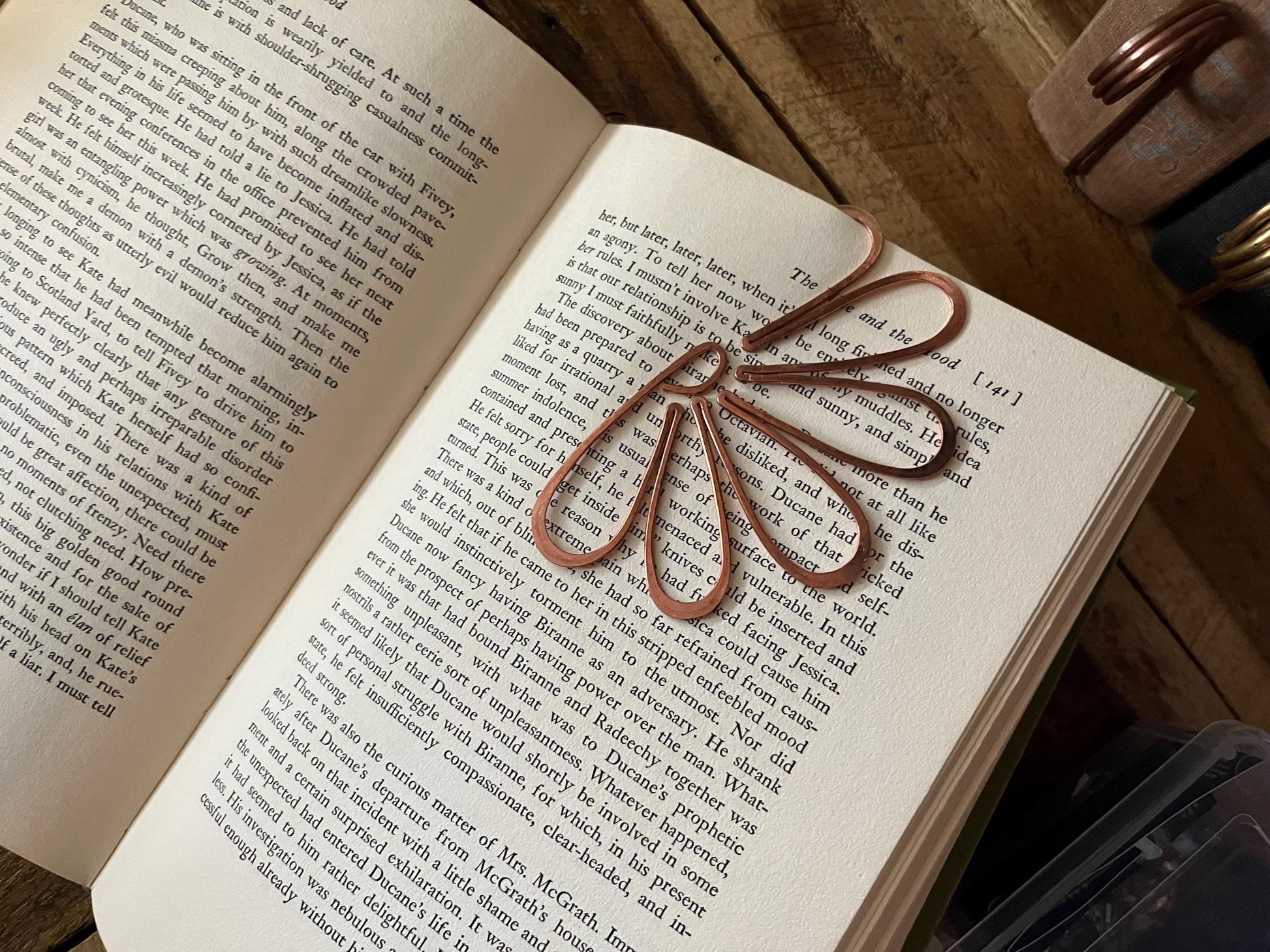 Copper Half Flower Handmade Bookmark: Reading Stationary Book Lover Gift