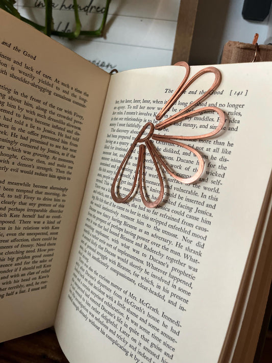 Copper Half Flower Handmade Bookmark: Reading Stationary Book Lover Gift