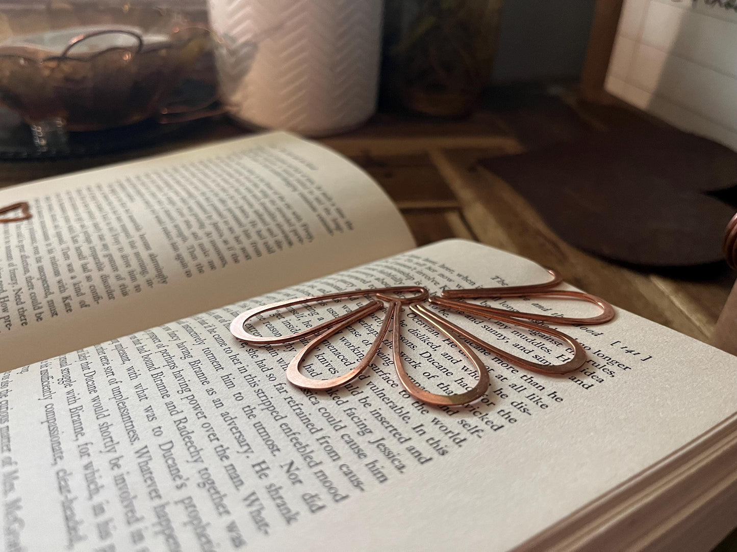 Copper Half Flower Handmade Bookmark: Reading Stationary Book Lover Gift