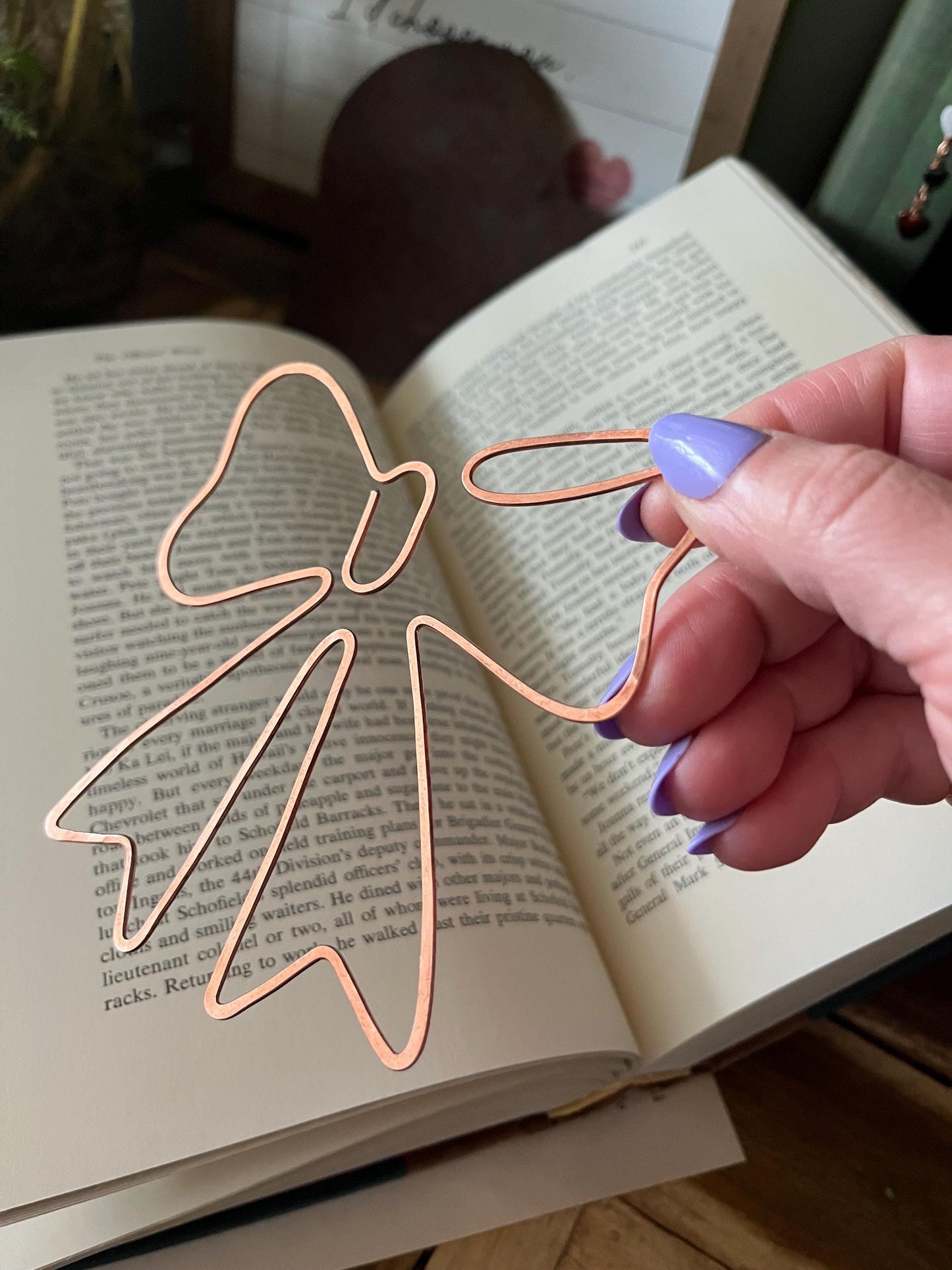 Bow Handmade Copper Bookmark: Book Lover Gift, Readers Gift Wrapped