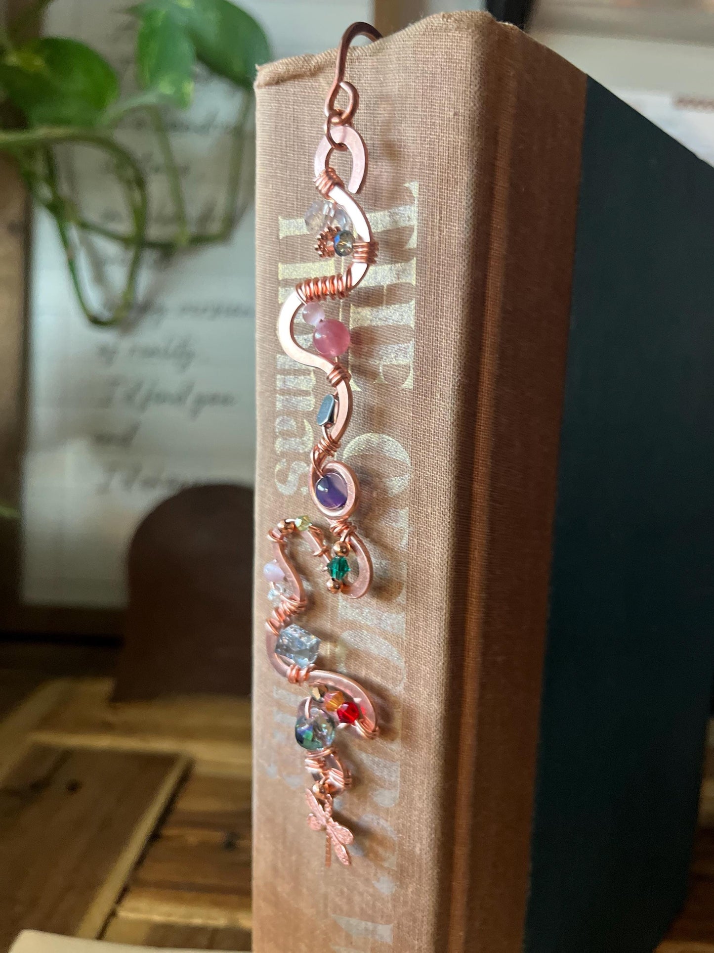 Copper and Beauty Book Hook Handmade Bookmark: Book Jewelry, Luxury Reader Bookish Gift, Book Club, 7 Year Anniversary By Copper Deflections