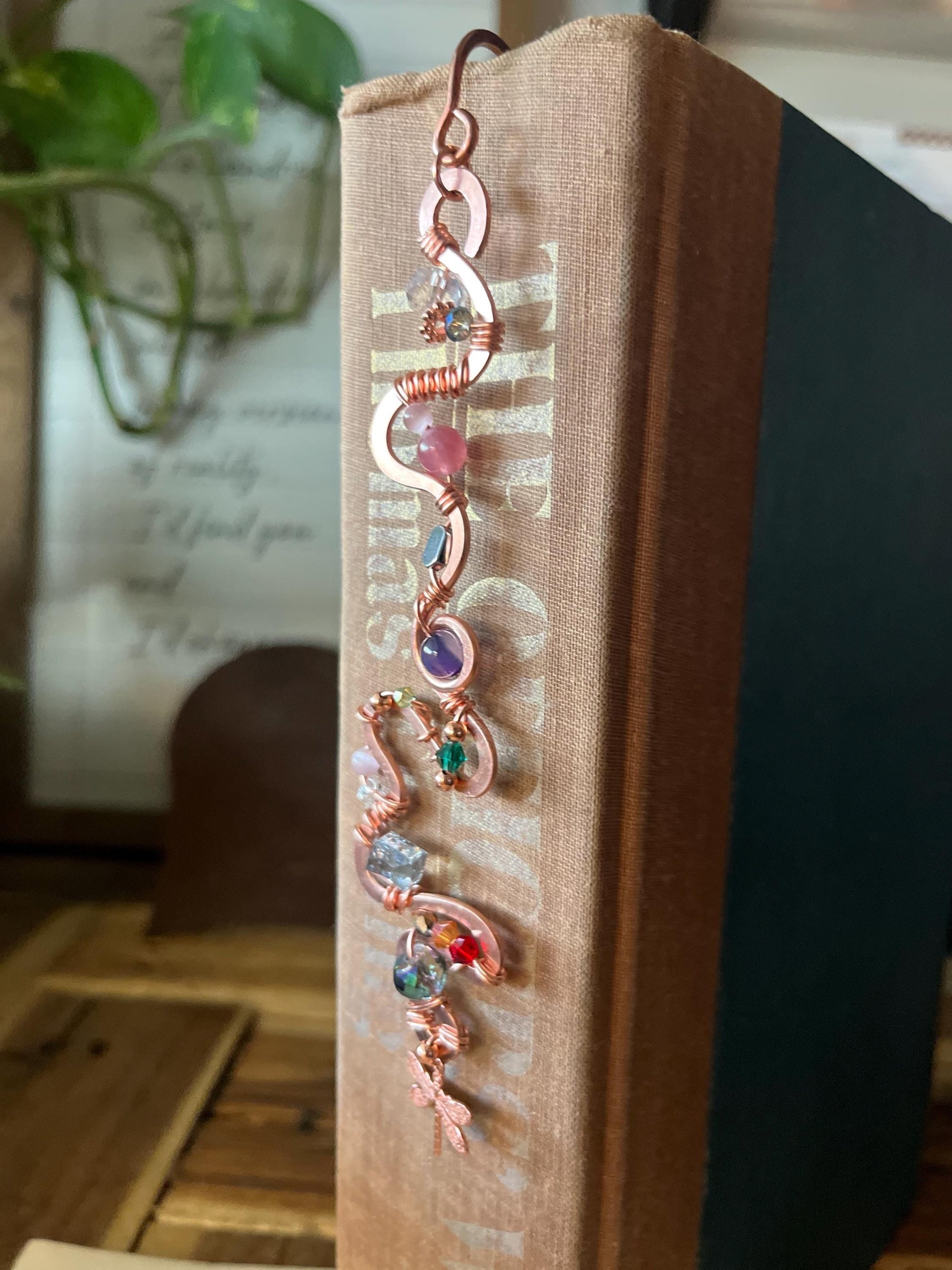Copper and Beauty Book Hook Handmade Bookmark: Book Jewelry, Luxury Reader Bookish Gift, Book Club, 7 Year Anniversary By Copper Deflections