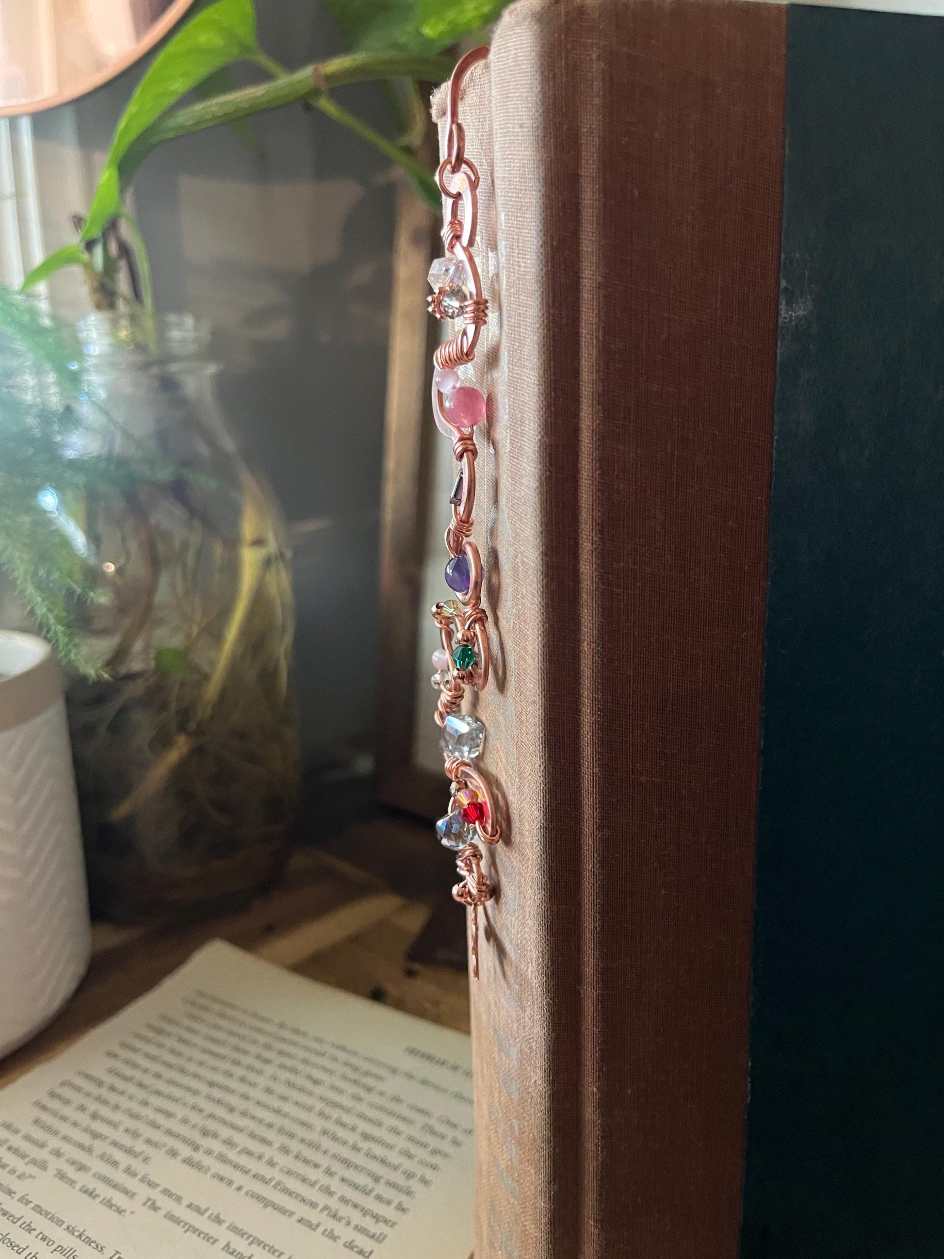Copper and Beauty Book Hook Handmade Bookmark: Book Jewelry, Luxury Reader Bookish Gift, Book Club, 7 Year Anniversary By Copper Deflections