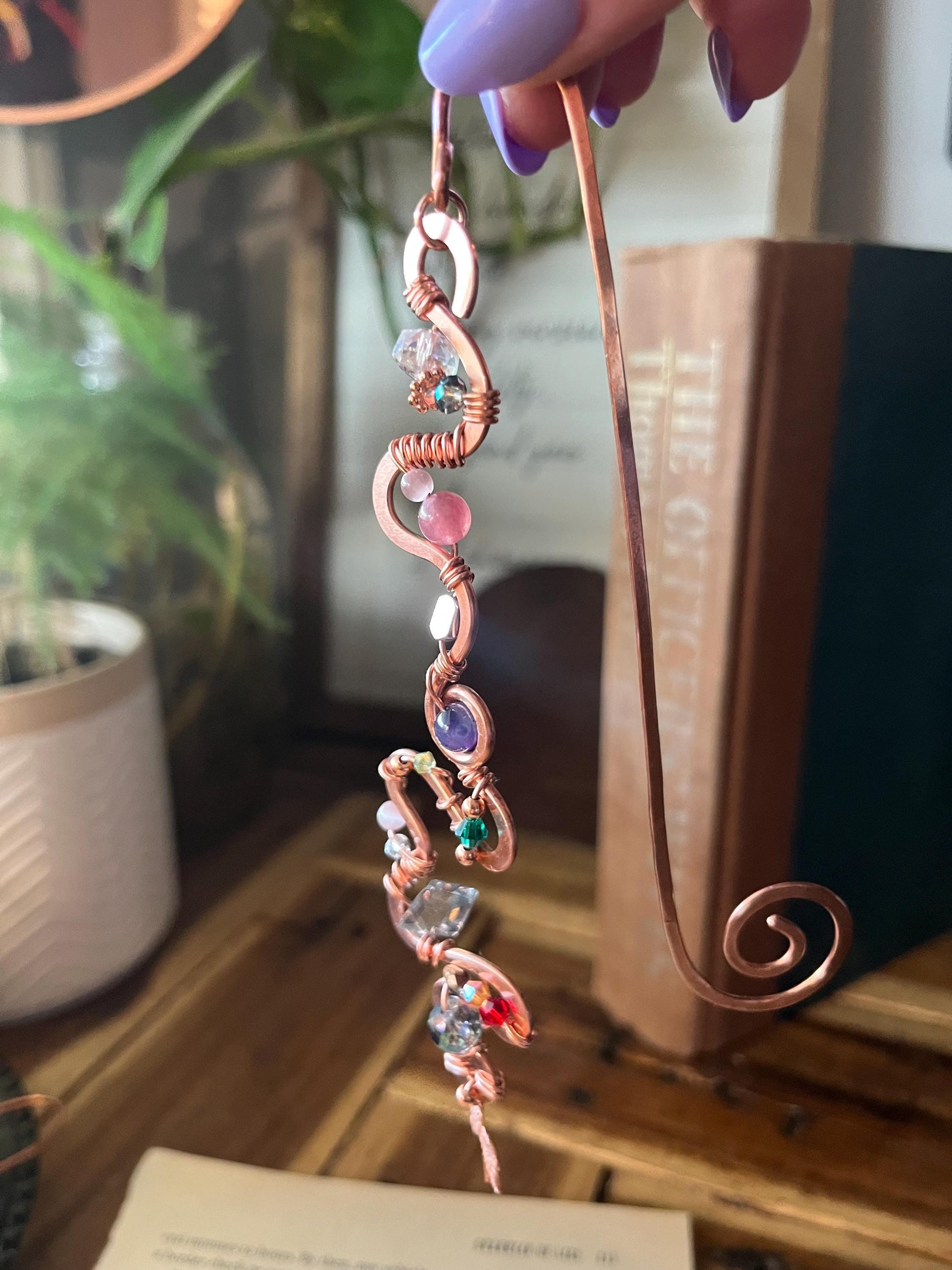 Copper and Beauty Book Hook Handmade Bookmark: Book Jewelry, Luxury Reader Bookish Gift, Book Club, 7 Year Anniversary By Copper Deflections