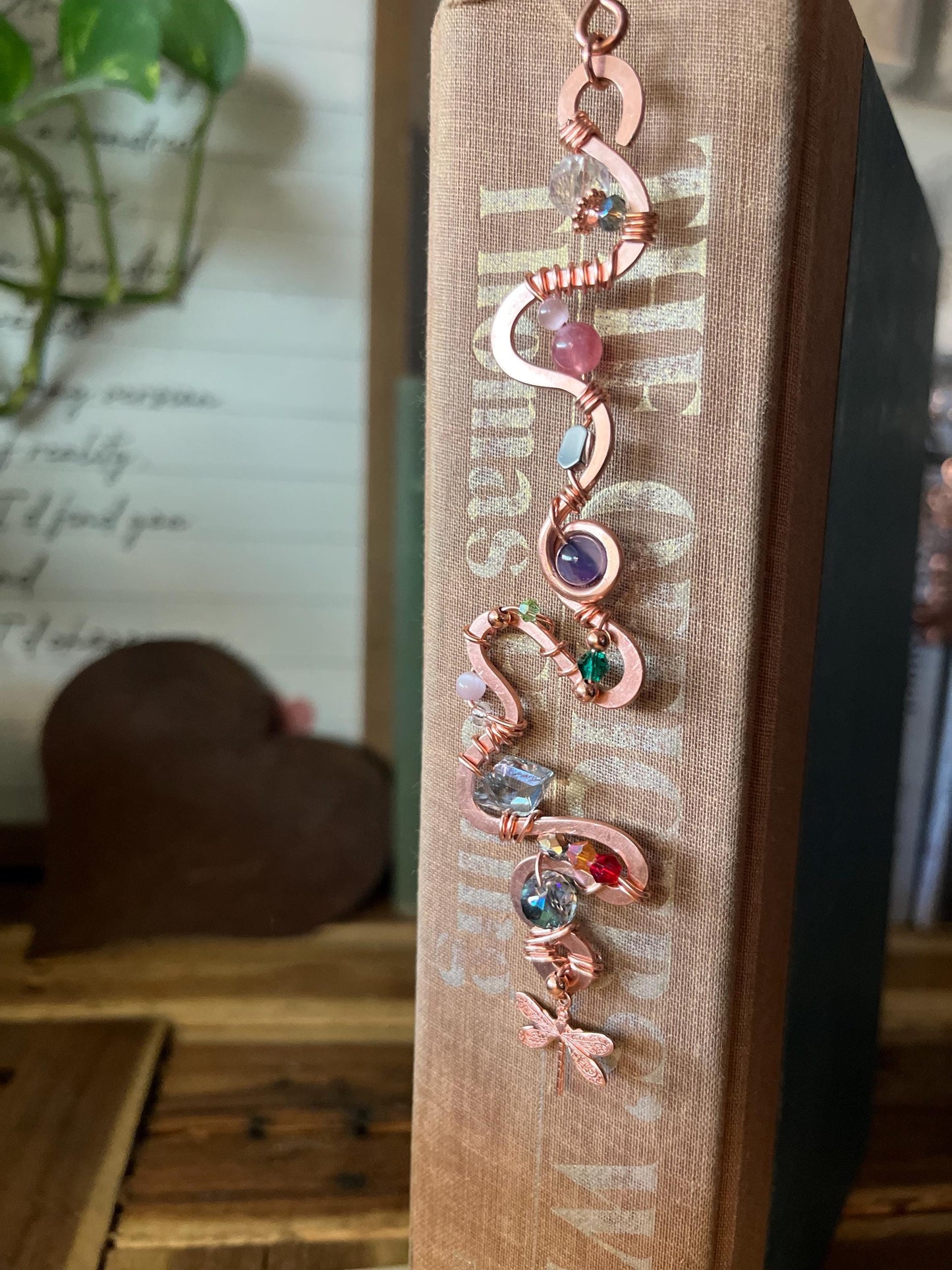 Copper and Beauty Book Hook Handmade Bookmark: Book Jewelry, Luxury Reader Bookish Gift, Book Club, 7 Year Anniversary By Copper Deflections
