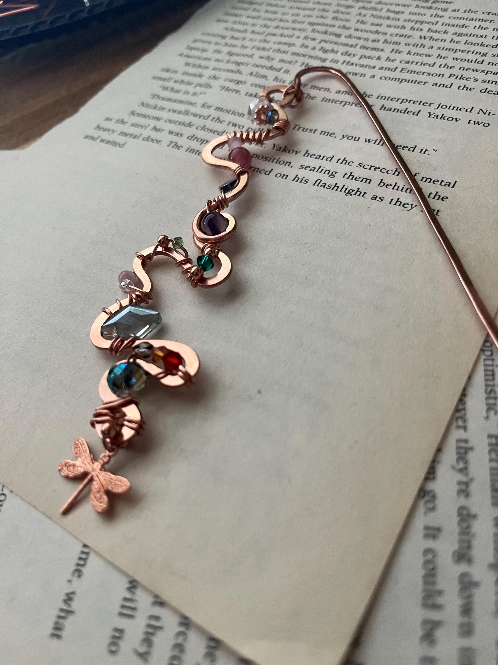 Copper and Beauty Book Hook Handmade Bookmark: Book Jewelry, Luxury Reader Bookish Gift, Book Club, 7 Year Anniversary By Copper Deflections