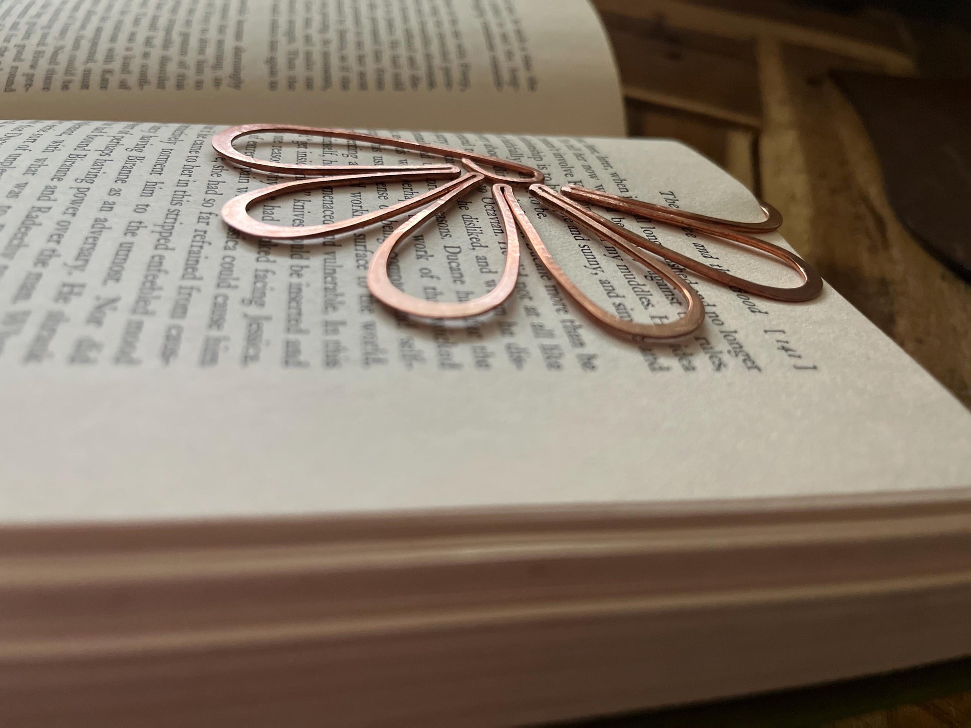 Copper Half Flower Handmade Bookmark: Reading Stationary Book Lover Gift