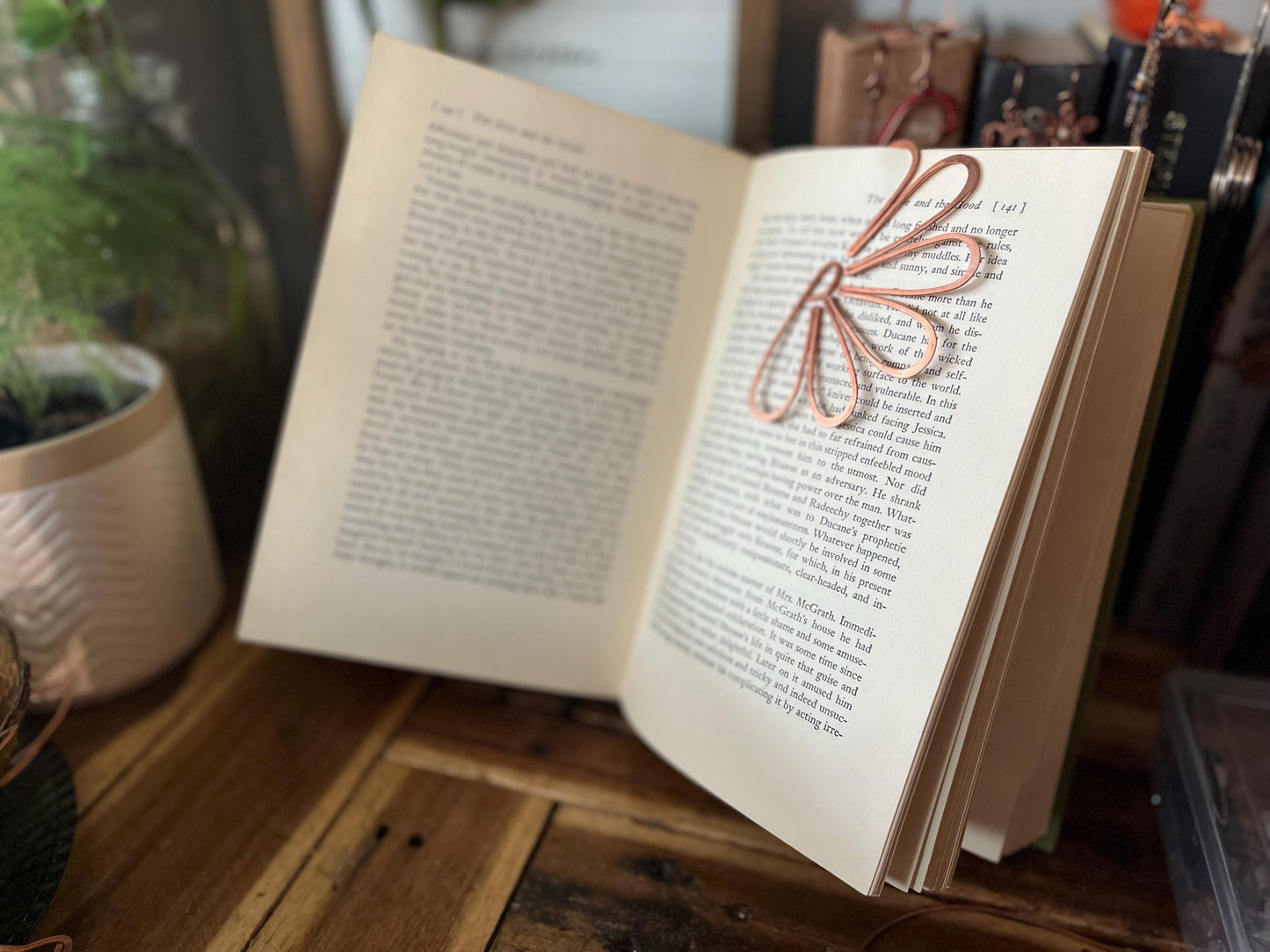 Copper Half Flower Handmade Bookmark: Reading Stationary Book Lover Gift