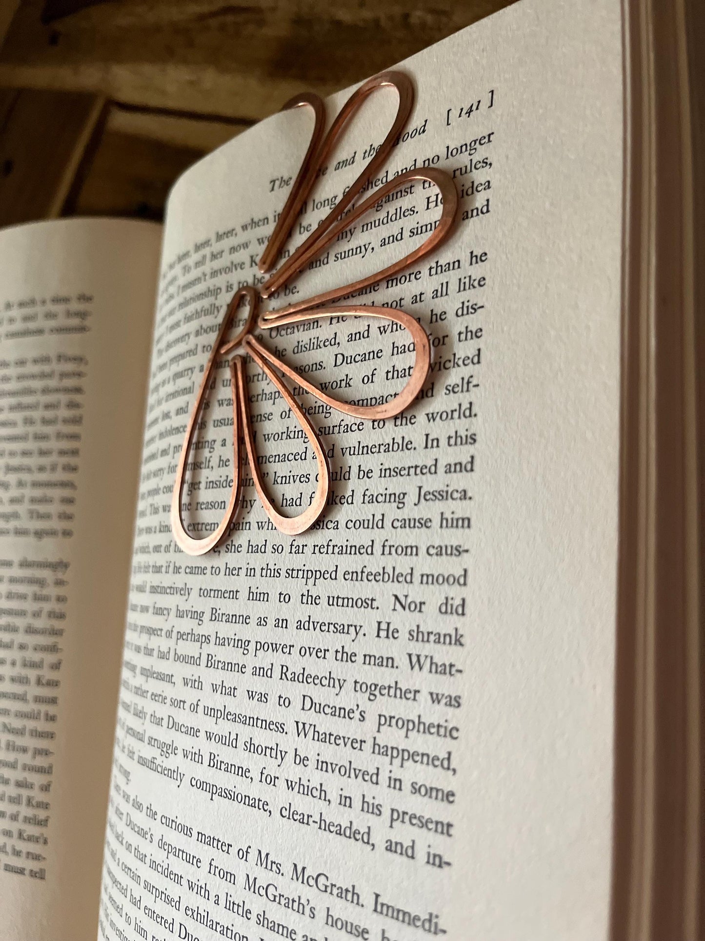 Copper Half Flower Handmade Bookmark: Reading Stationary Book Lover Gift