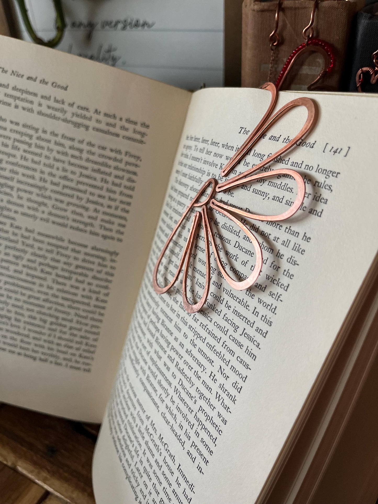 Copper Half Flower Handmade Bookmark: Reading Stationary Book Lover Gift
