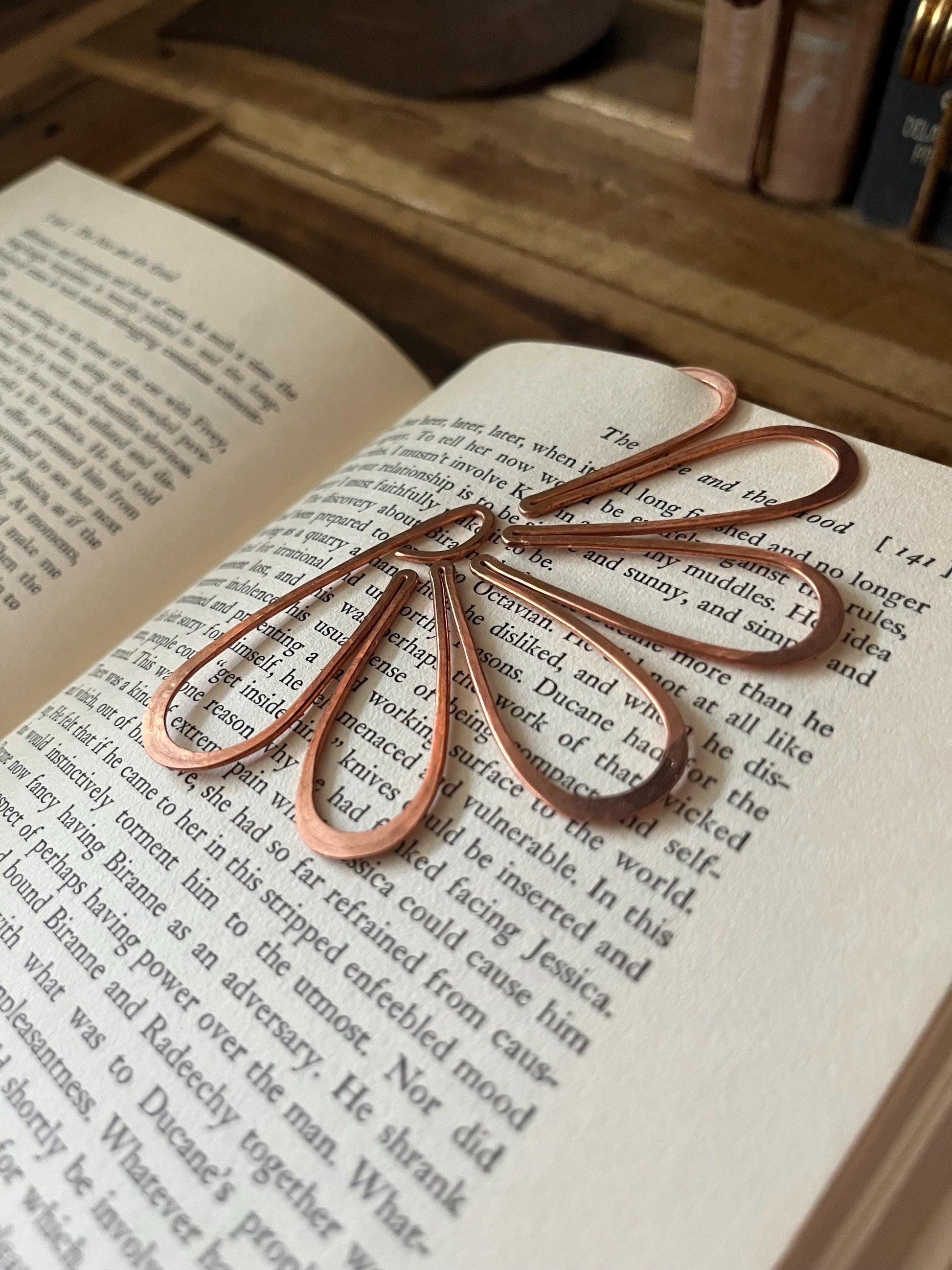 Copper Half Flower Handmade Bookmark: Reading Stationary Book Lover Gift