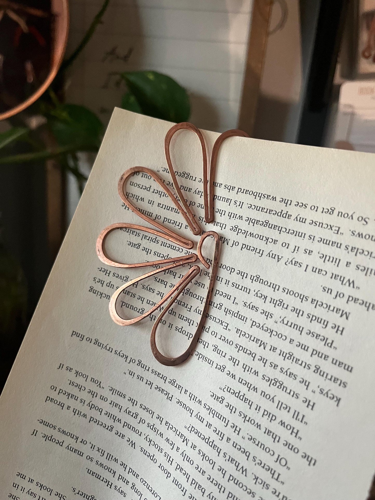 Copper Half Flower Handmade Bookmark: Reading Stationary Book Lover Gift