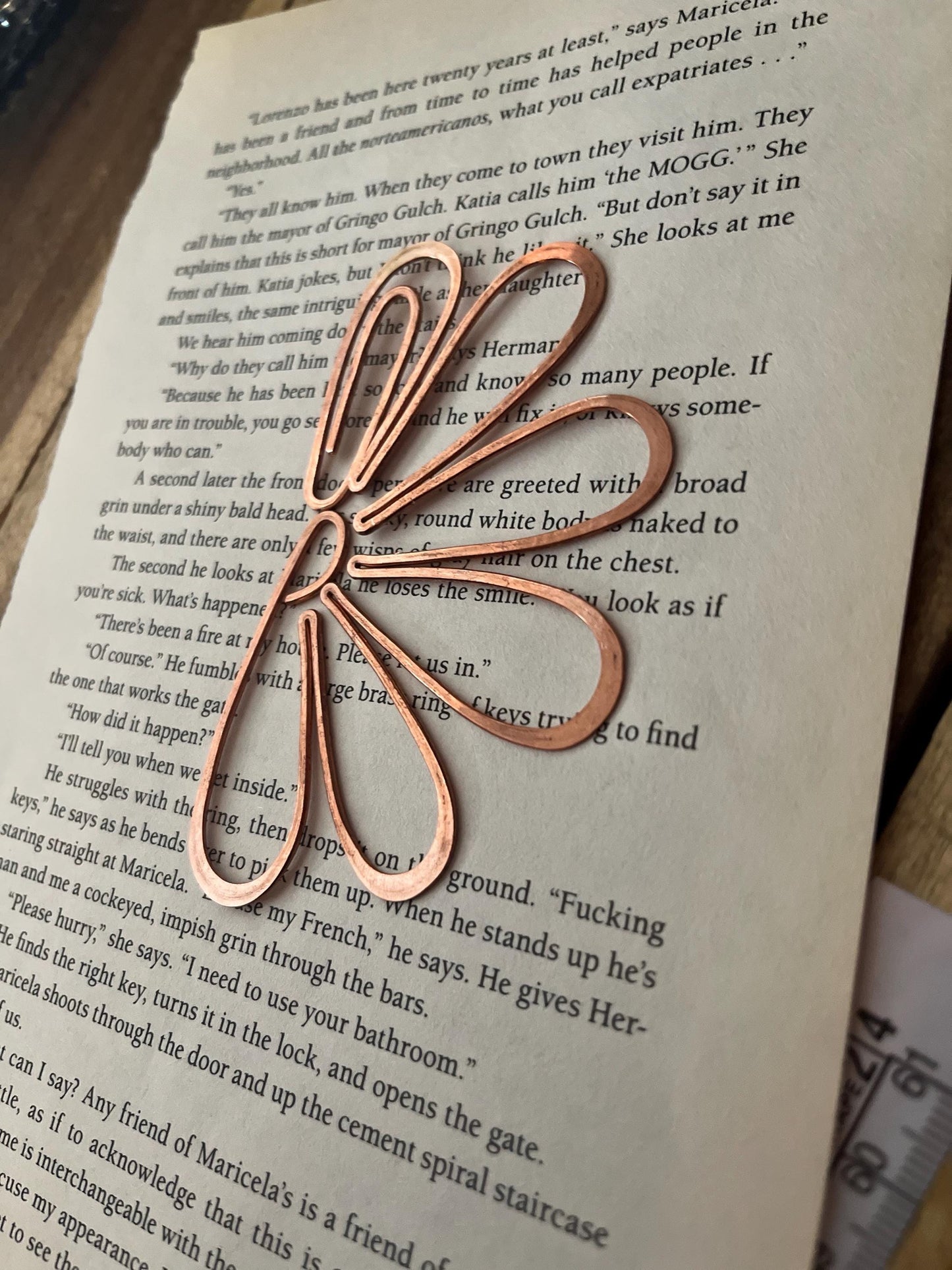 Copper Half Flower Handmade Bookmark: Reading Stationary Book Lover Gift