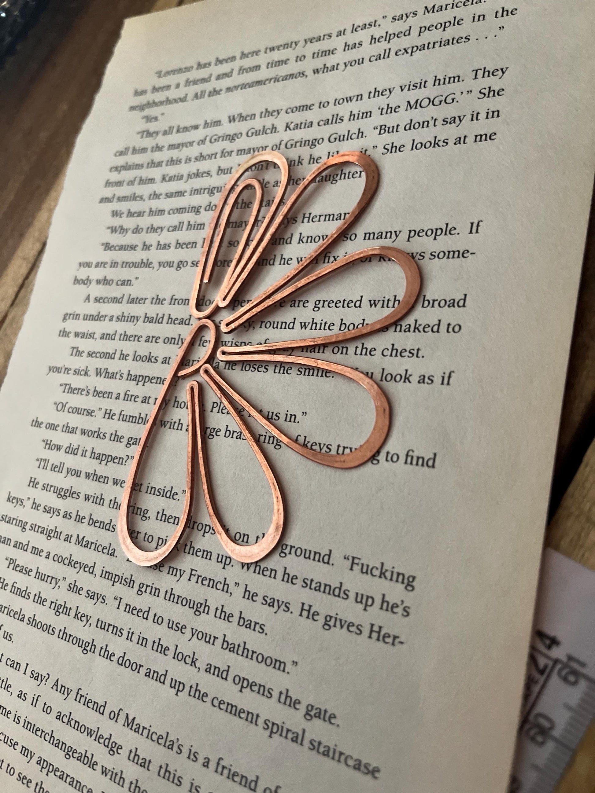 Copper Half Flower Handmade Bookmark: Reading Stationary Book Lover Gift