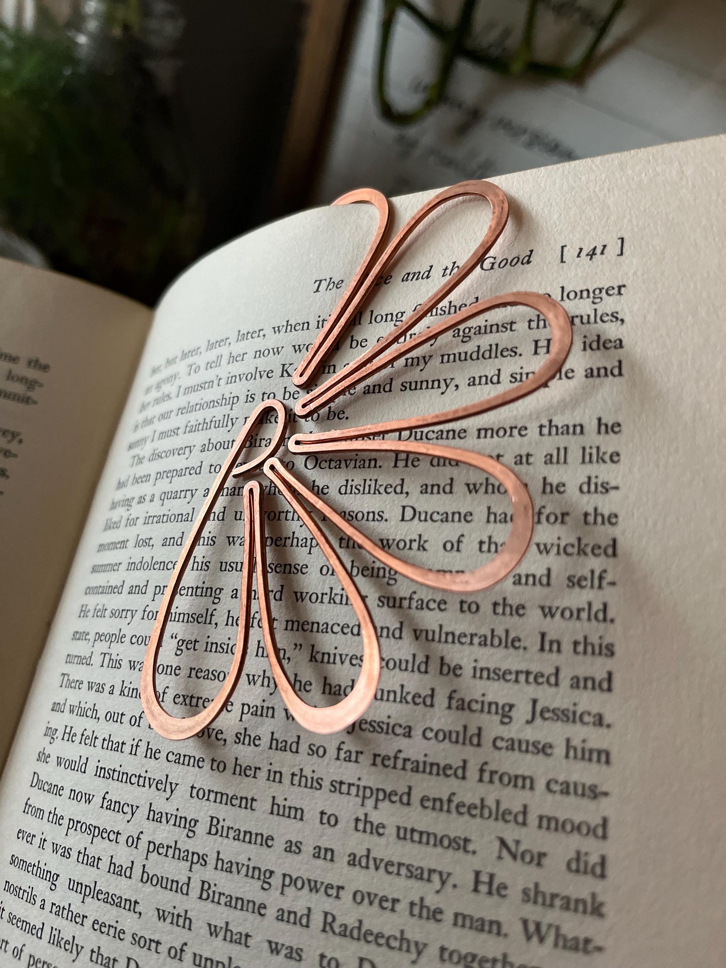 Copper Half Flower Handmade Bookmark: Reading Stationary Book Lover Gift