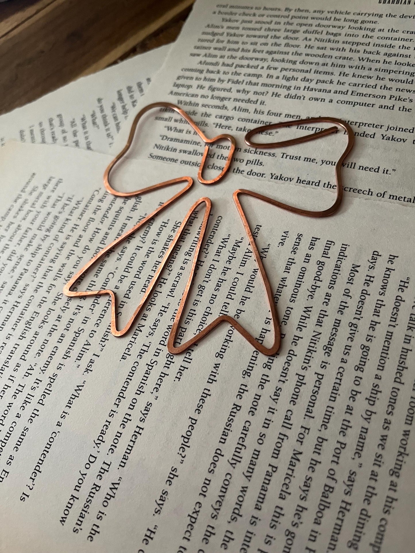 Bow Handmade Copper Bookmark: Book Lover Gift, Readers Gift Wrapped
