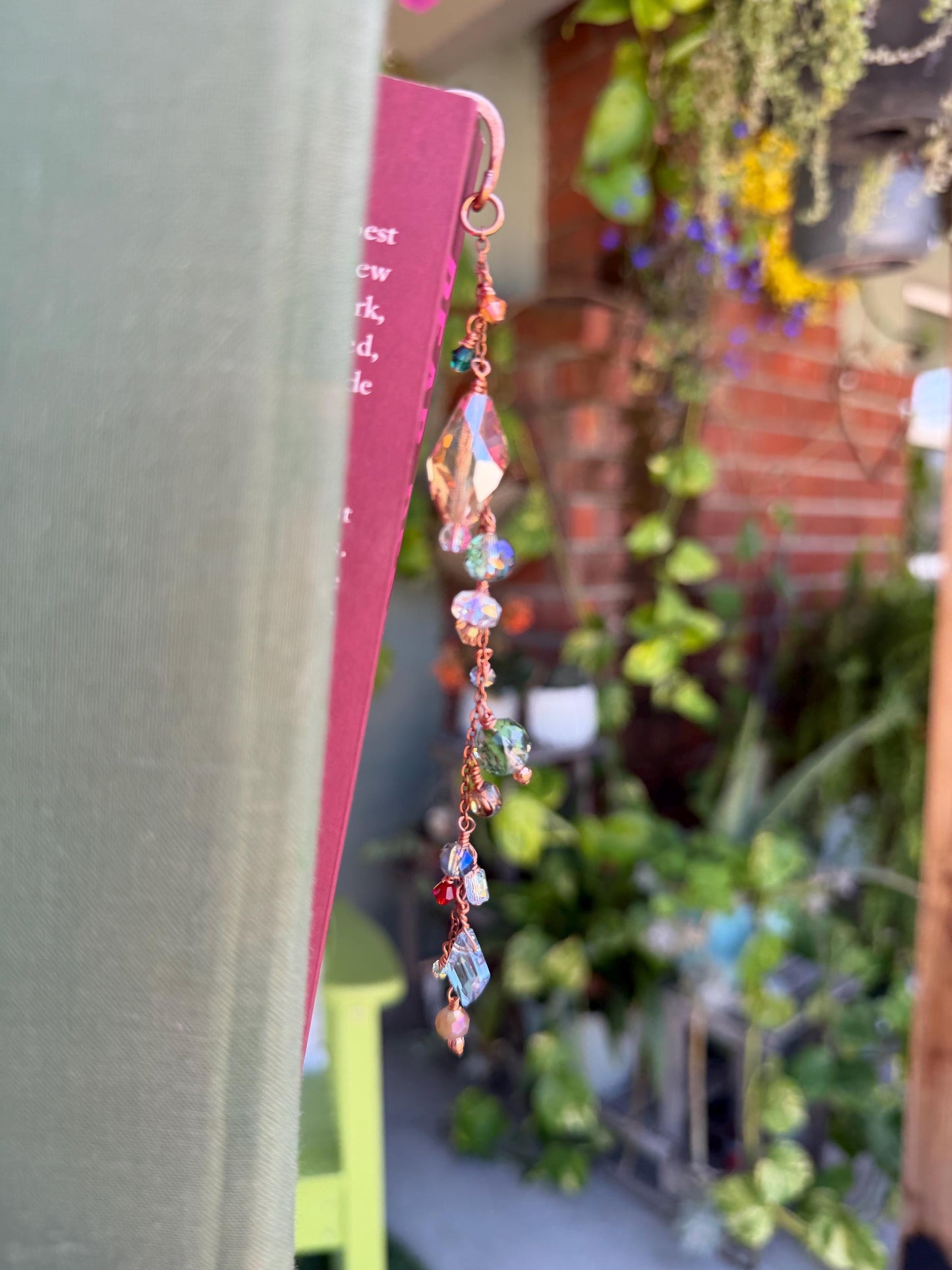 Sun Catcher Beaded/Gem Book Mark Book Hook Handmade Copper Bookmark: Book Jewelry, Reader Bookish Gift, Book Club, 7 Year Anniversary Gift
