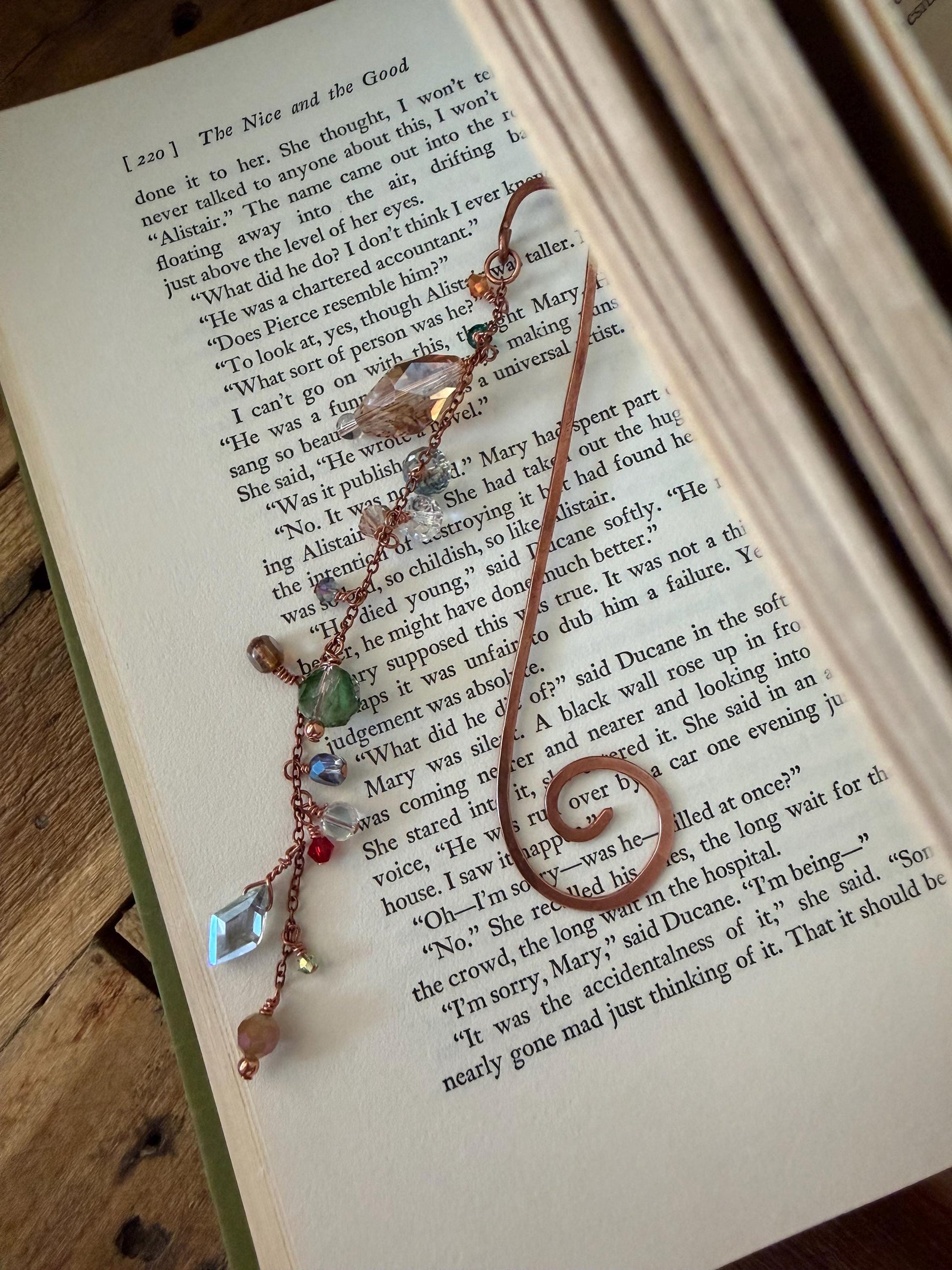 Sun Catcher Beaded/Gem Book Mark Book Hook Handmade Copper Bookmark: Book Jewelry, Reader Bookish Gift, Book Club, 7 Year Anniversary Gift