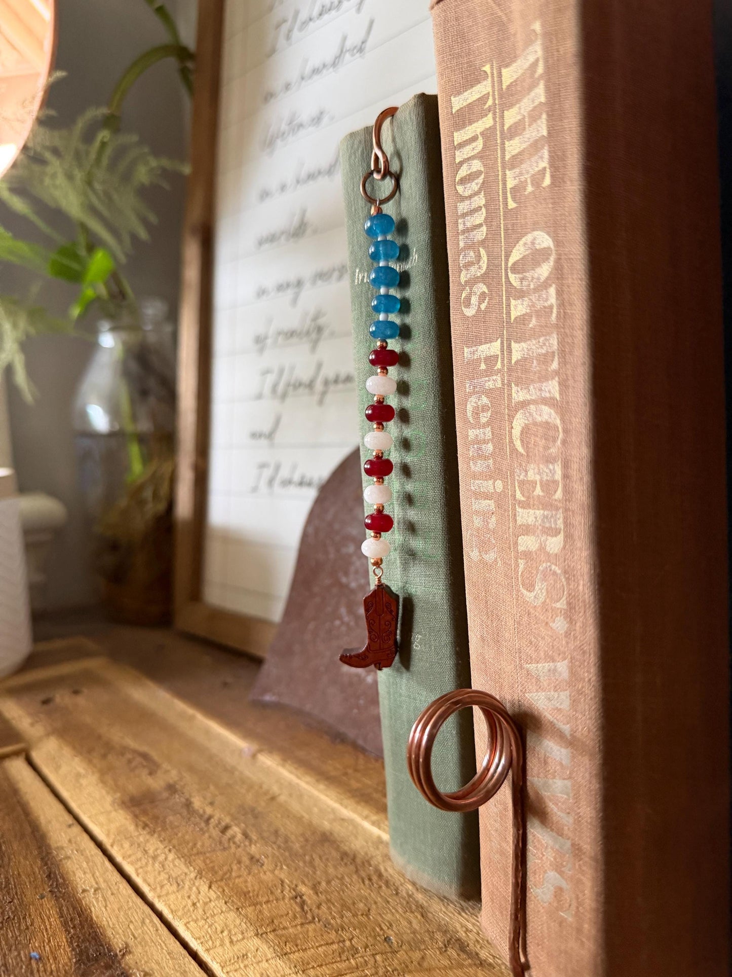 Copper Book Hook American USA Cowboy Boot Handmade Bookmark: Book Hook Jewelry Reading Accessory