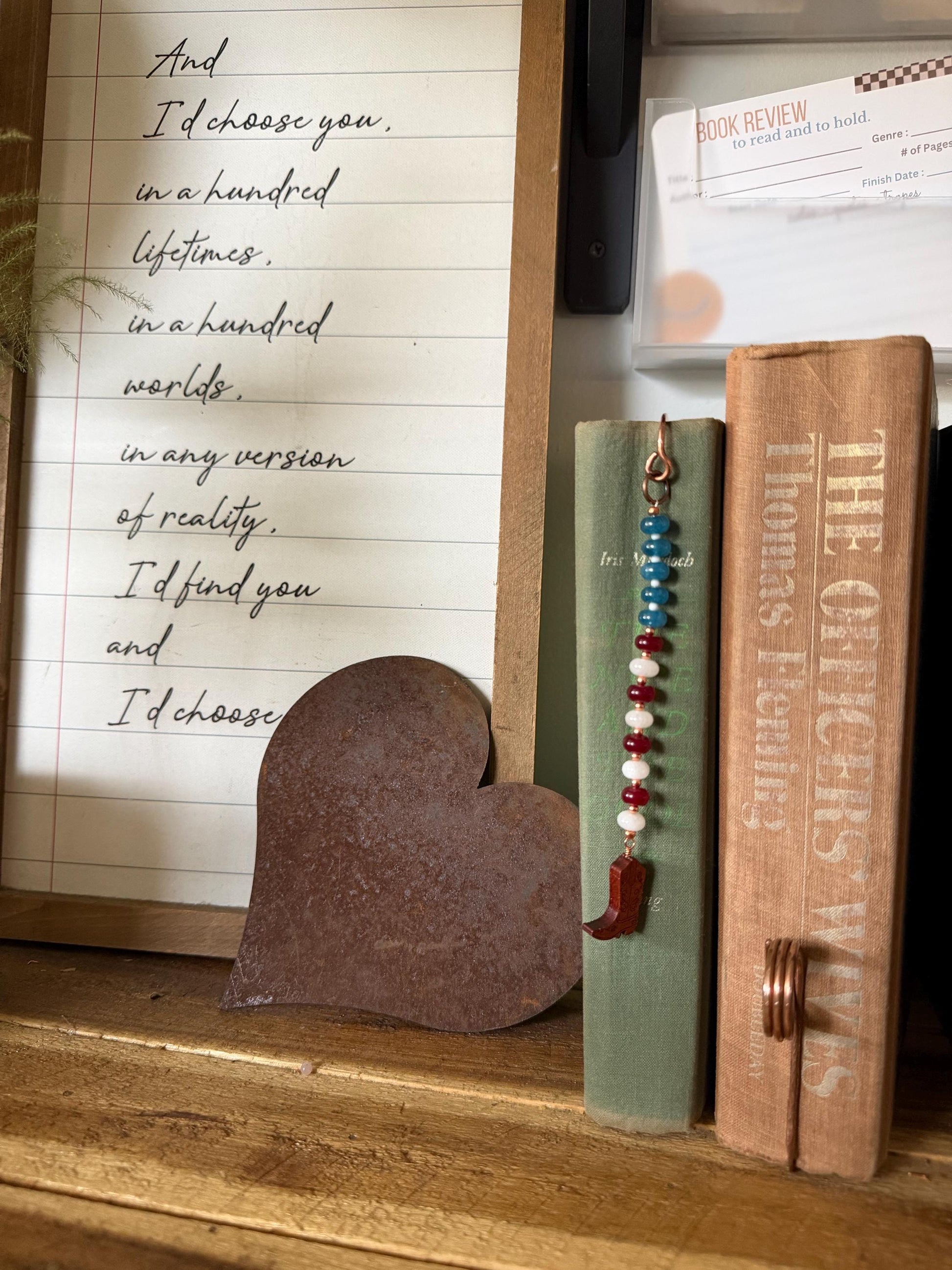 Copper Book Hook American USA Cowboy Boot Handmade Bookmark: Book Hook Jewelry Reading Accessory