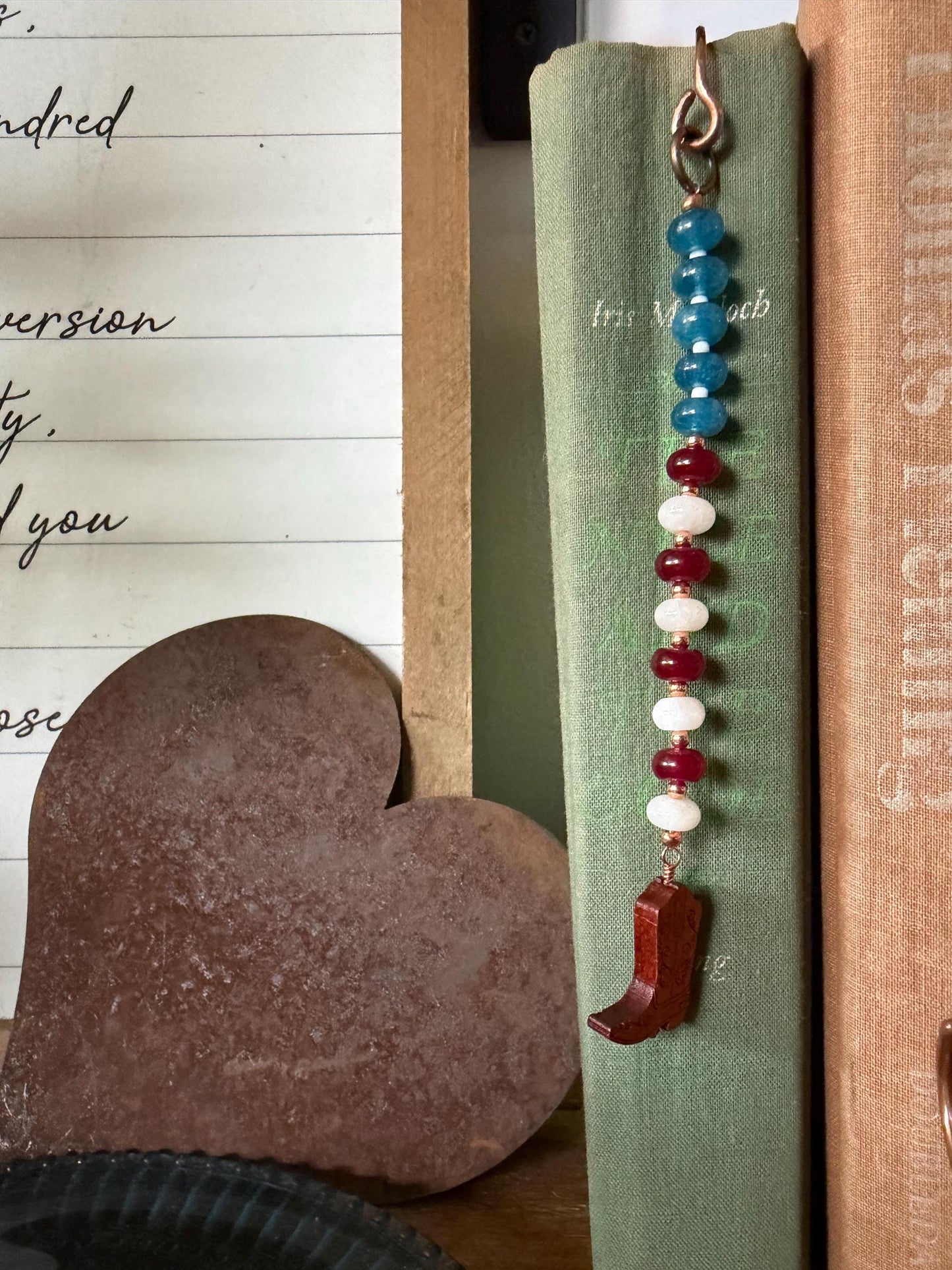 Copper Book Hook American USA Cowboy Boot Handmade Bookmark: Book Hook Jewelry Reading Accessory