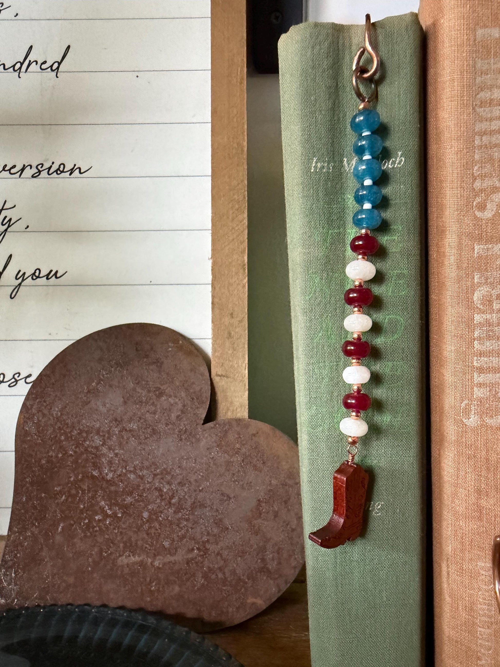 Copper Book Hook American USA Cowboy Boot Handmade Bookmark: Book Hook Jewelry Reading Accessory