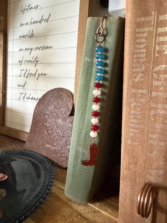 Copper Book Hook American USA Cowboy Boot Handmade Bookmark: Book Hook Jewelry Reading Accessory