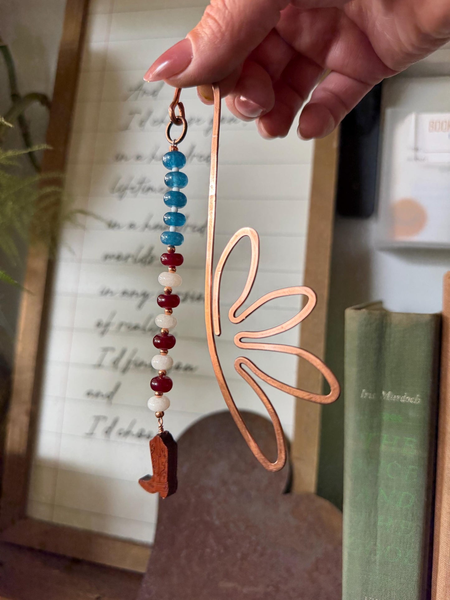 Copper Book Hook American USA Cowboy Boot Handmade Bookmark: Book Hook Jewelry Reading Accessory