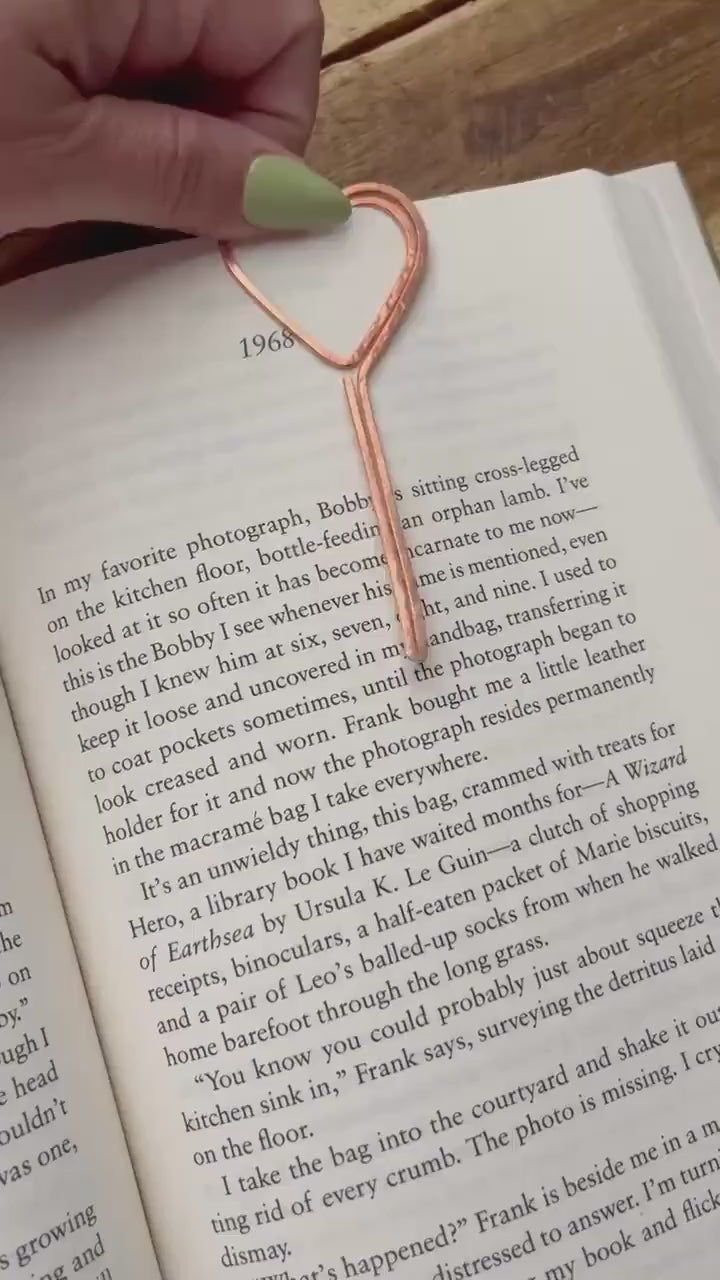 Copper Heart Lollipop Handmade Bookmark: Book Lover Gift, Reading Accessory Book Jewelry