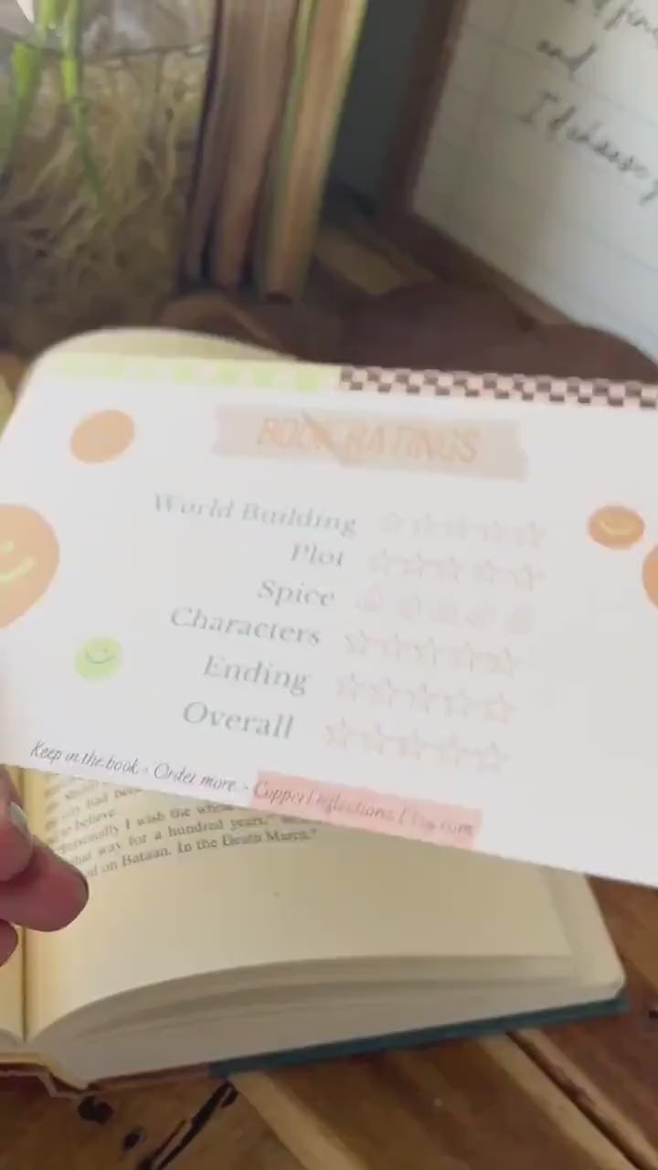 Book Review and Book Rating Card: Double-Sided Reading Journal Accessory