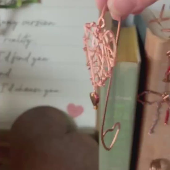 Heart Wire wrapped Book Hook Handmade Copper Bookmark: Book Jewelry, Reader Bookish Gift, Book Club, 7 Year Anniversary, Reading Healed Me