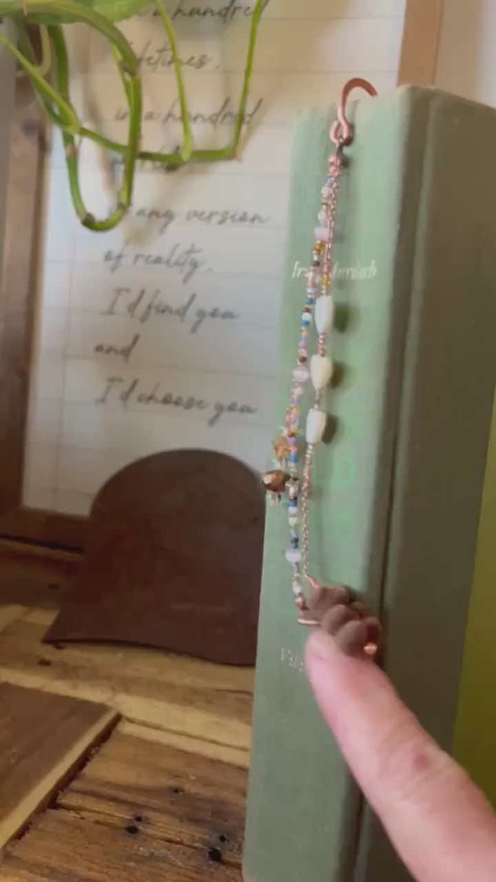 Copper Bead Charm Bookmark: Lobster Claw Hook for Journal/Kindle Charm, purse Charm or Book Hook Bookmark by Copper Deflections