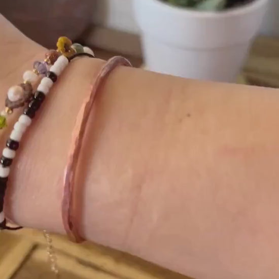 Personalized Hammered Copper Cuff Bracelet: Handmade Initial Metal Jewelry Upcycled