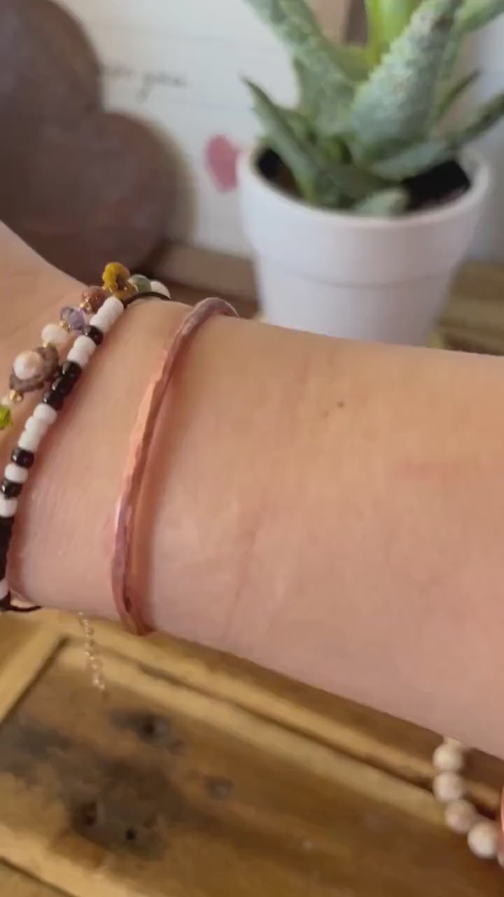 Personalized Hammered Copper Cuff Bracelet: Handmade Initial Metal Jewelry Upcycled