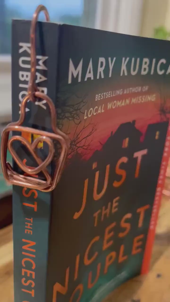 Copper Heart Lock and Key Bookmark: Book Hook Reading Accessory