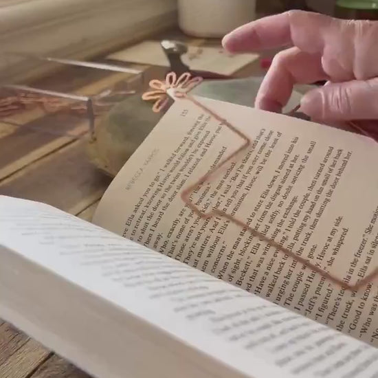 Handmade Copper Flower Pot Bookmark - Bookworm Reading Accessory, Book Jewelry