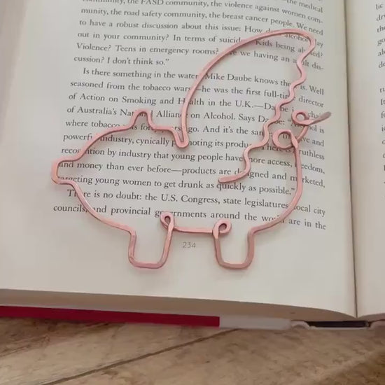 Handmade Copper Pig Bookmark: Book Lover Gift Reading Stationary