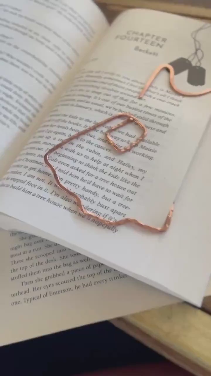 Apron Dress Handmade Copper Bookmark: Classic Vintage Apron Dress, Line Art, Reading Accessory, Reader Bookish Gift, Feminine Book Jewelry