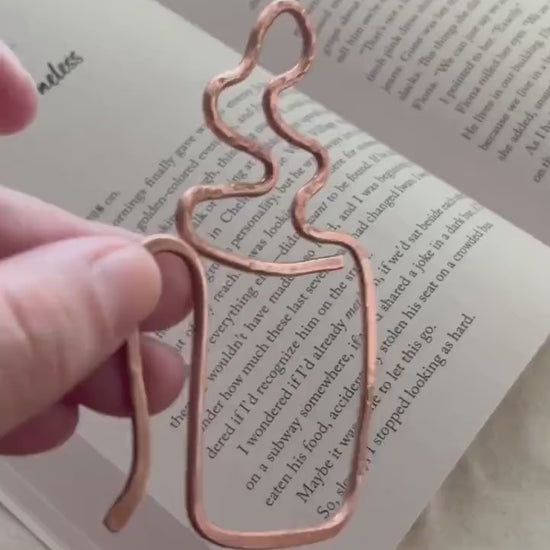 Copper Coffee Mug Handmade Bookmark: Book Lover Gift Reading Stationary