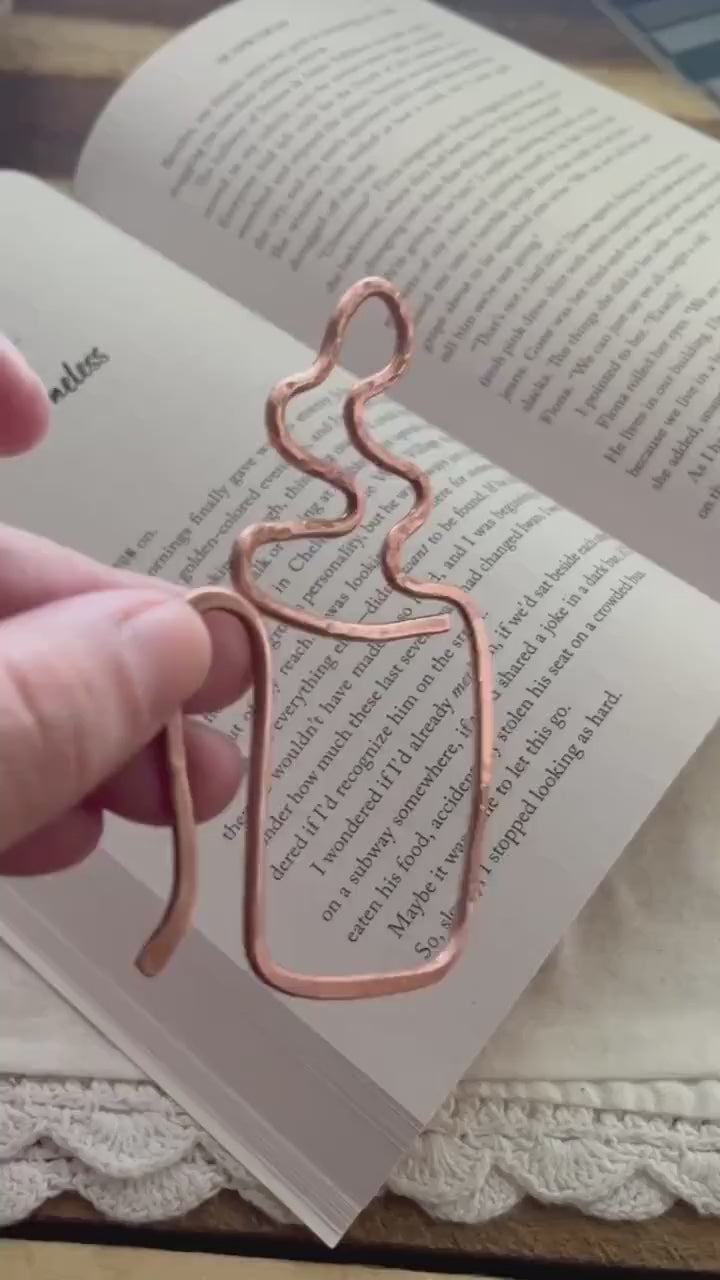 Copper Coffee Mug Handmade Bookmark: Book Lover Gift Reading Stationary