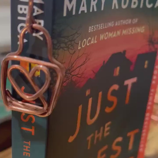 Copper Heart Lock and Key Bookmark: Book Hook Reading Accessory