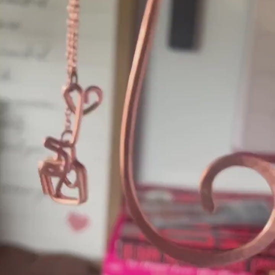 Copper Heart Lock & Key Handmade Bookmark: Book Hook Jewelry Reading Accessory