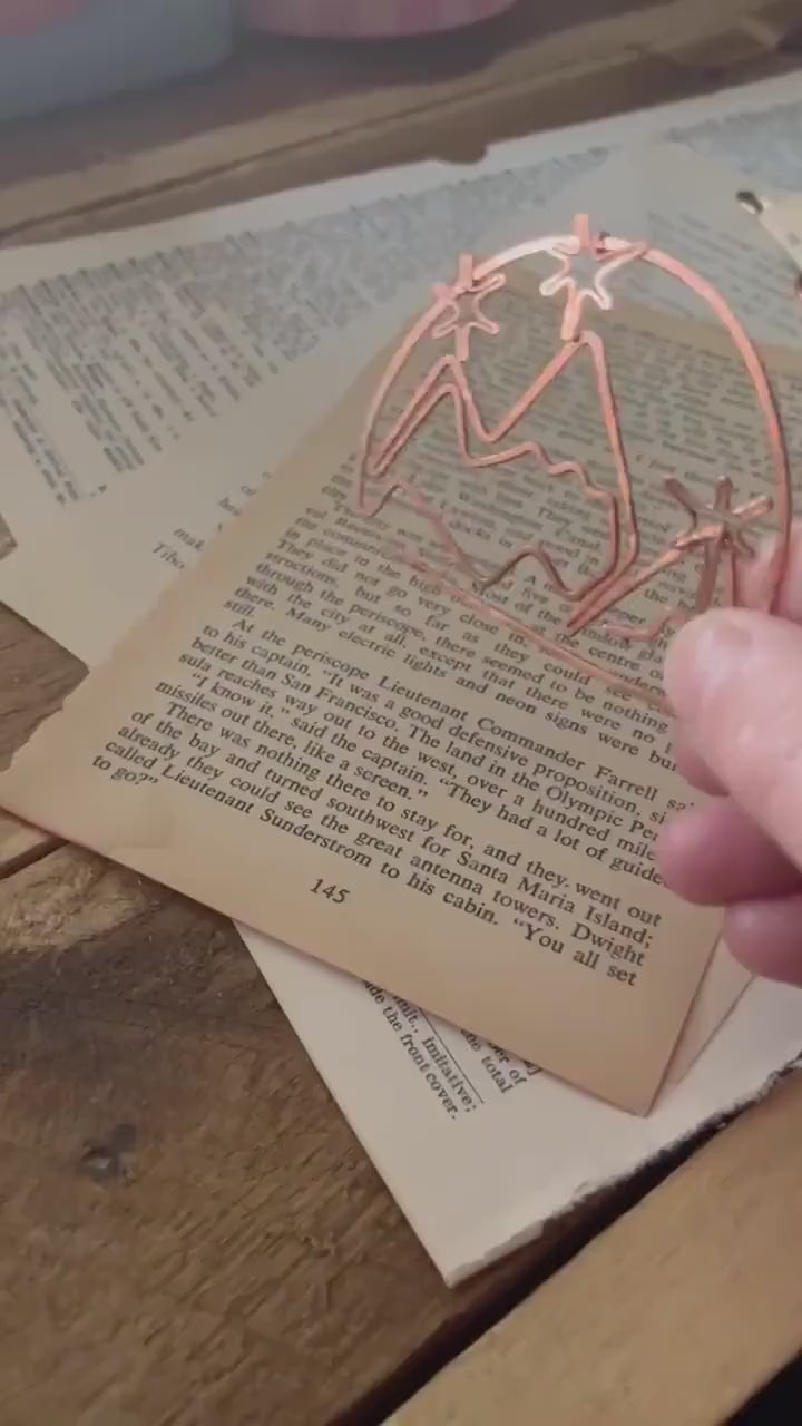 ACOTAR Velaris Handmade Copper Bookmark: Mountain and Stars Bookish Gift for Reader Book Jewlery