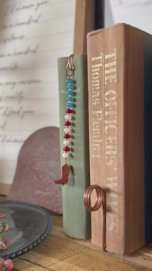 Copper Book Hook American USA Cowboy Boot Handmade Bookmark: Book Hook Jewelry Reading Accessory
