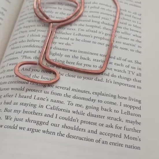 Handmade Copper Wire Bookmark: Wine Glass & Bottle Line Art