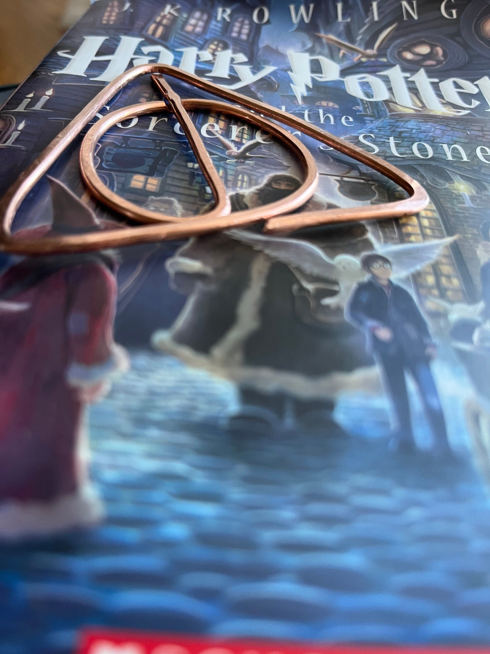 Harry Potter Deathly Hallows Bookmark | Handmade Copper Wire Line Art | Book Jewelry | Reading Accessories | Notebook Journal Stationary