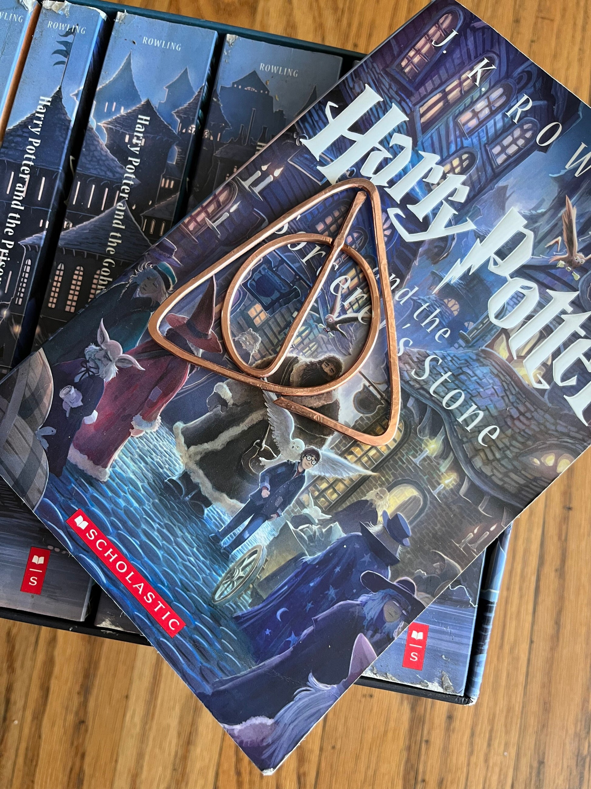 Harry Potter Deathly Hallows Bookmark | Handmade Copper Wire Line Art | Book Jewelry | Reading Accessories | Notebook Journal Stationary