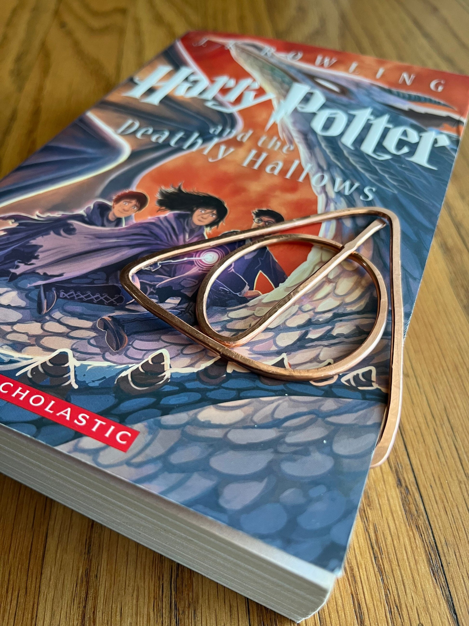 Harry Potter Deathly Hallows Bookmark | Handmade Copper Wire Line Art | Book Jewelry | Reading Accessories | Notebook Journal Stationary